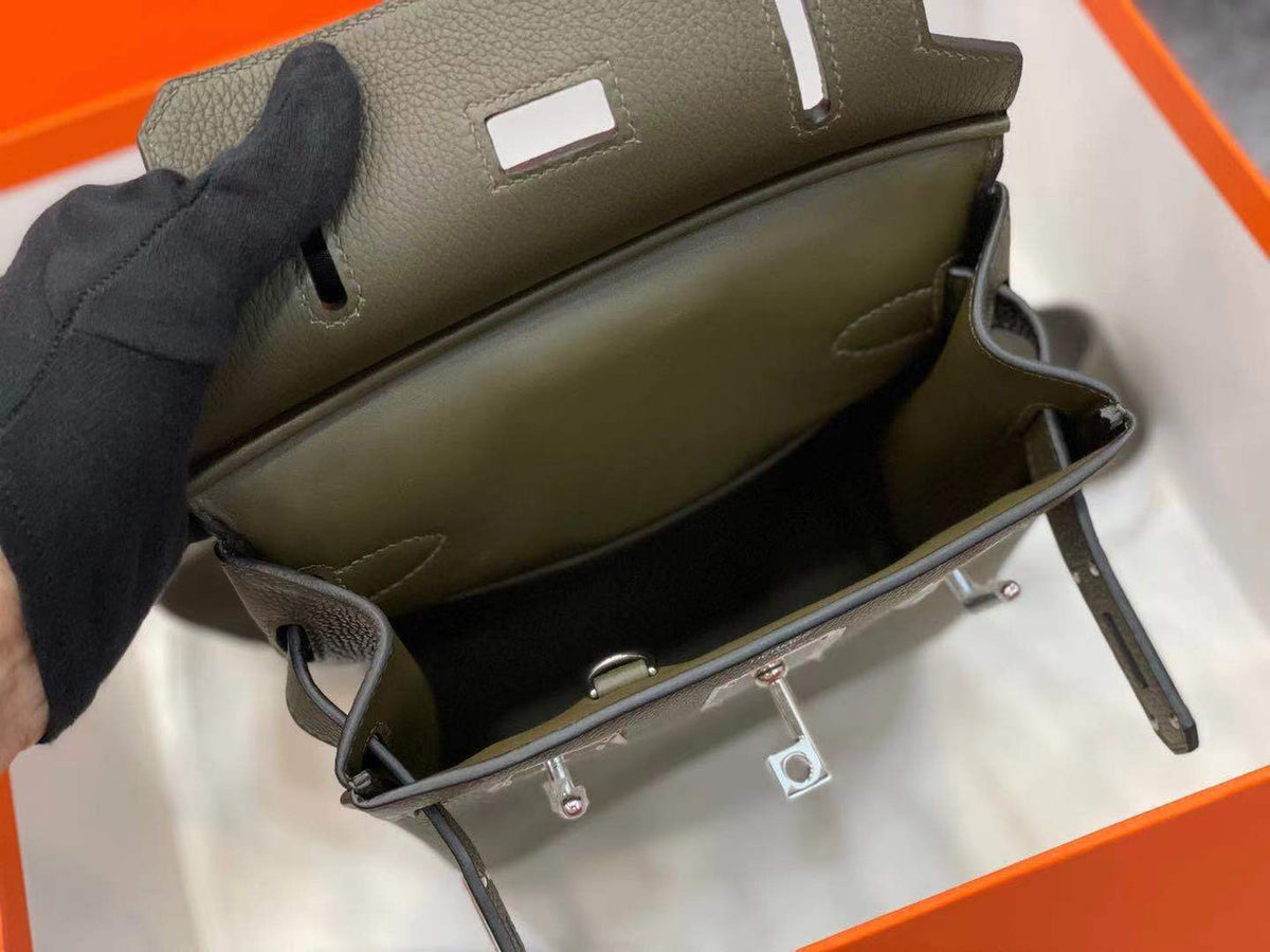 Hermes Kelly HAC A Dos Bag Olive Togo Leather Palladium Hardware 2022