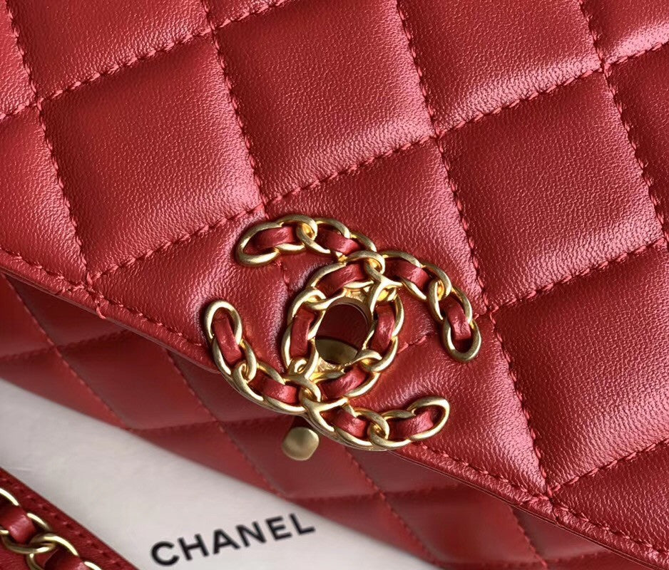 Chanel Flap Bag With Top Handle AS0970 Red