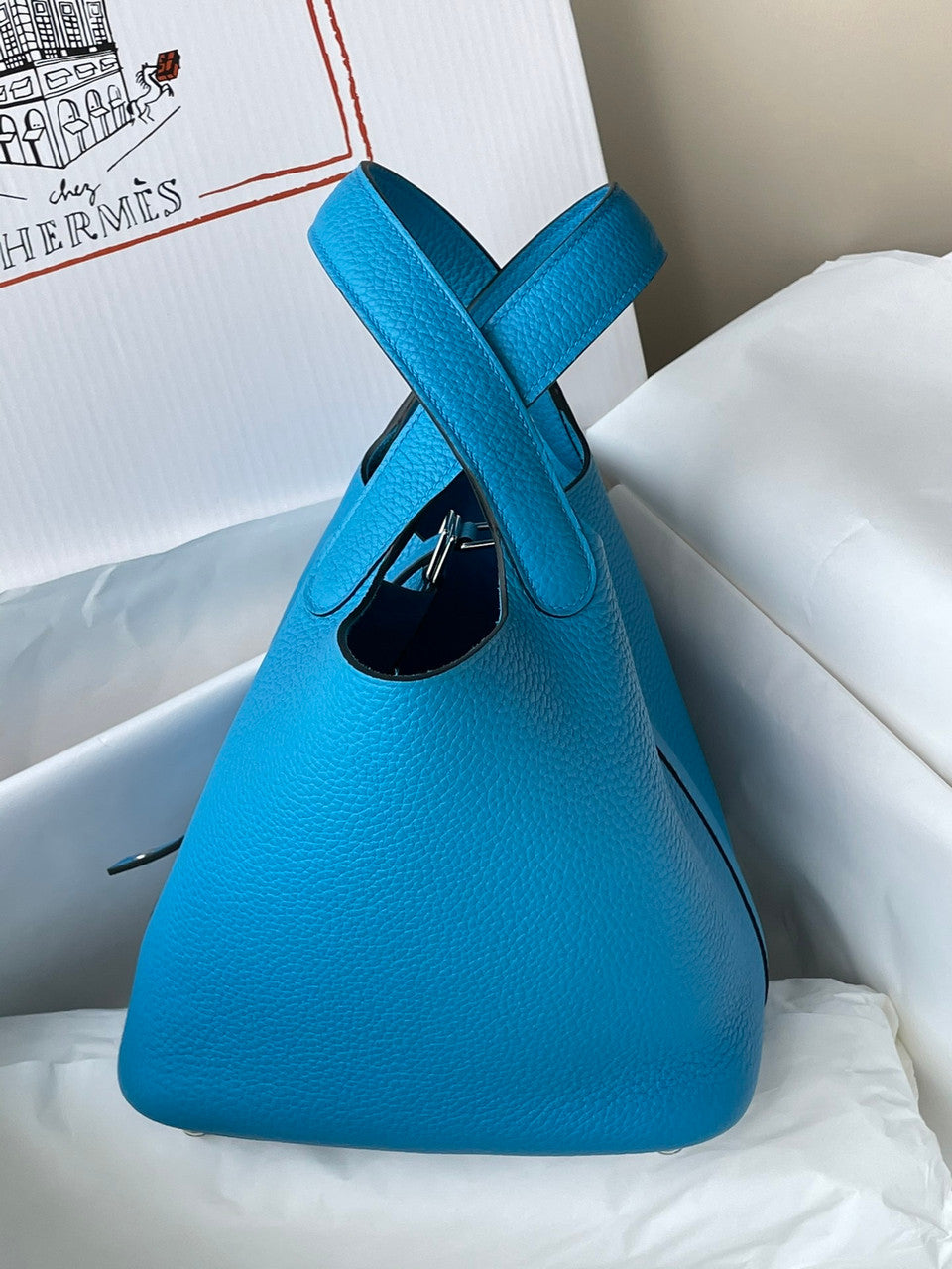 Hermes Blue Frida Picotin Lock 18 Togo Leather Bag