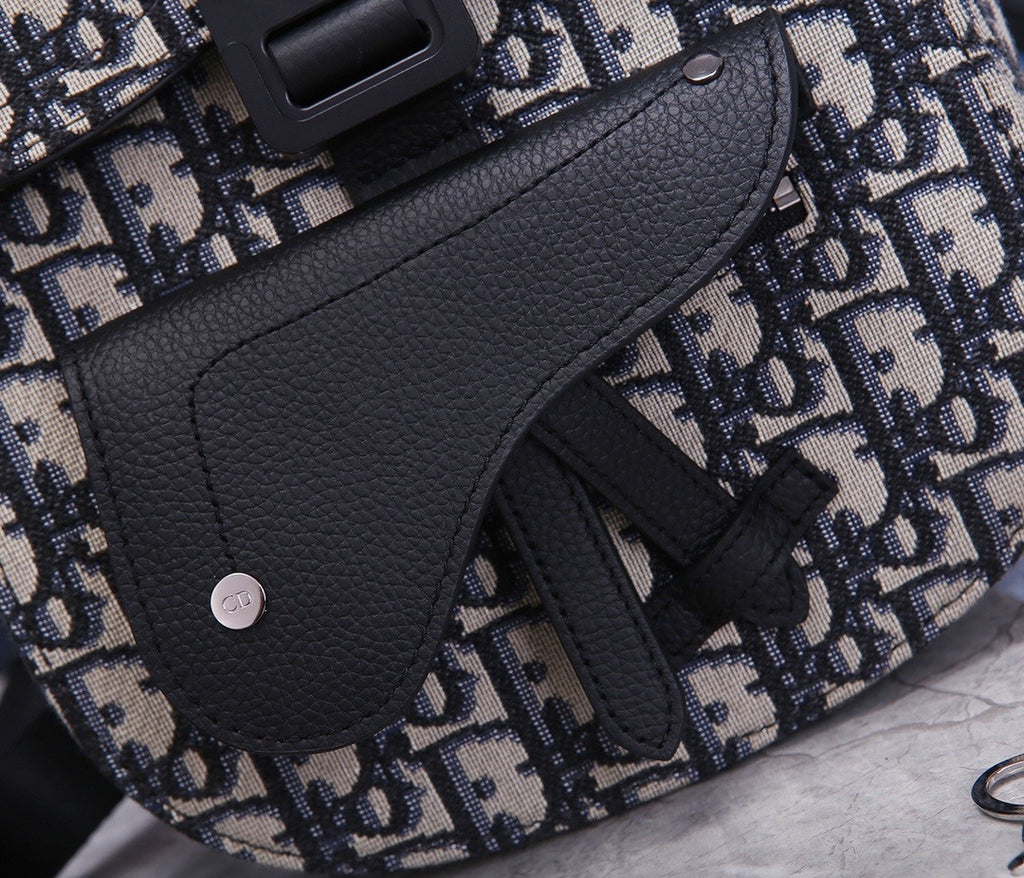 Christian Dior MINI SADDLE BACKPACK Navy Blue Dior Oblique Jacquard