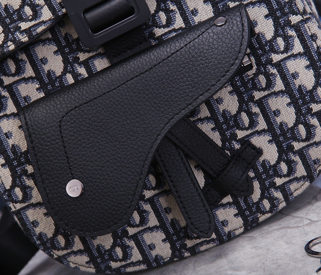 Christian Dior MINI SADDLE BACKPACK Navy Blue Dior Oblique Jacquard