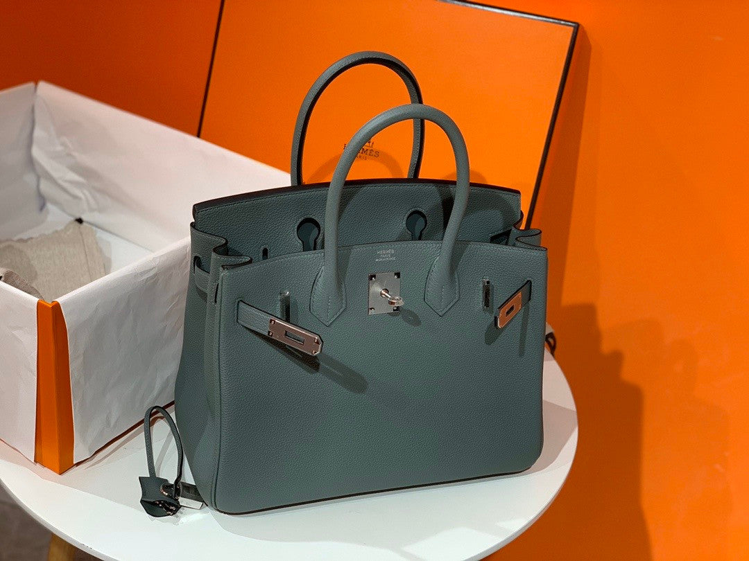Hermes 63 Vert Amande Birkin 25cm Togo Palladium Hardware