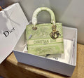 Christian Dior MEDIUM LADY D-LITE BAG Lime Toile de Jouy Reverse Embroidery