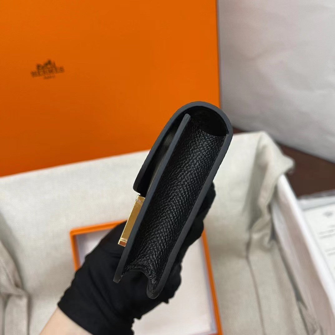 Hermès Constance Slim wallet Black Epsom leather with Gold hardware