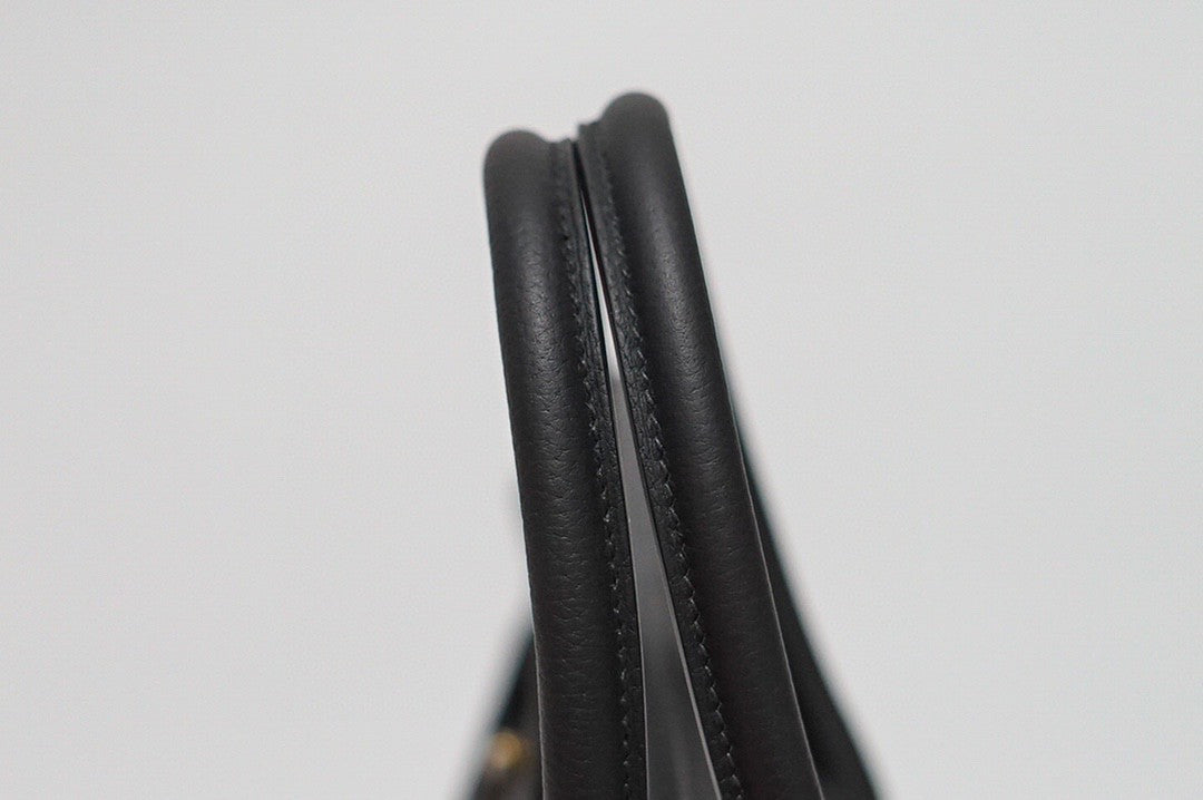 Hermes Black Clemence Leather Gold Hardware Birkin 50 Bag