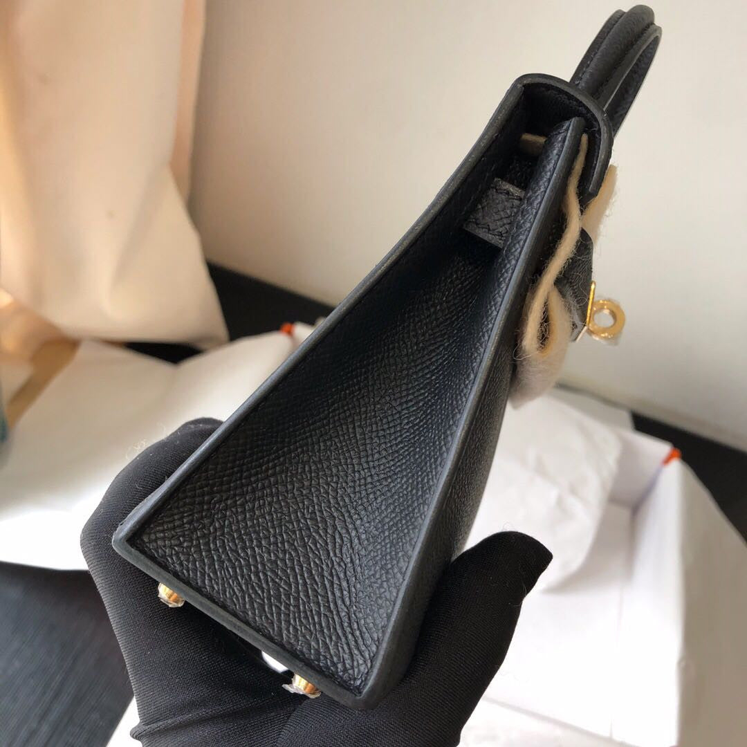 Hermès Black Kelly 20 Epsom leather Gold hardware