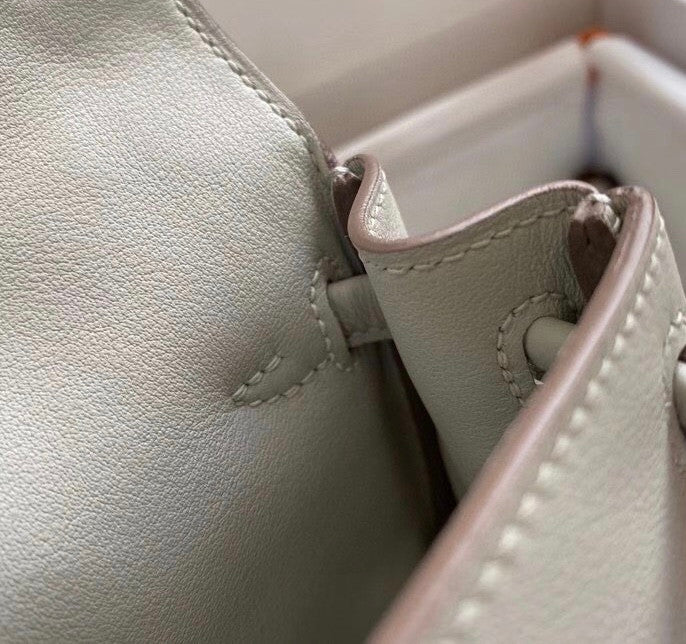 Hermes Quelle Idole Kelly Doll Bag Gris Perle Swift Palladium Hardware