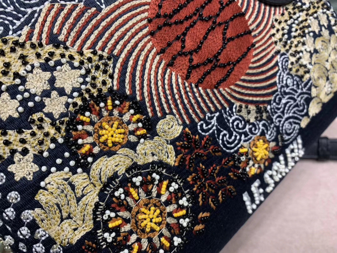 Christian Dior SUN LADY DIOR MEDIUM TAROT BEADED CANVAS BAG
