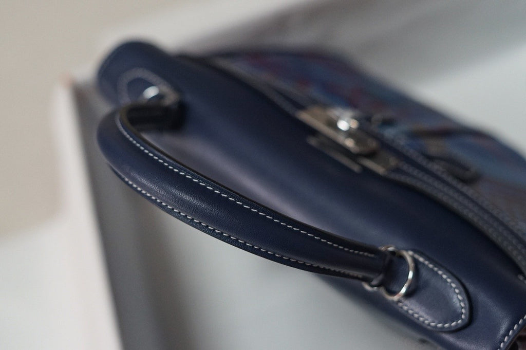 Hermès Kelly Lakis 32 Blue Swift  Palladium Hardware