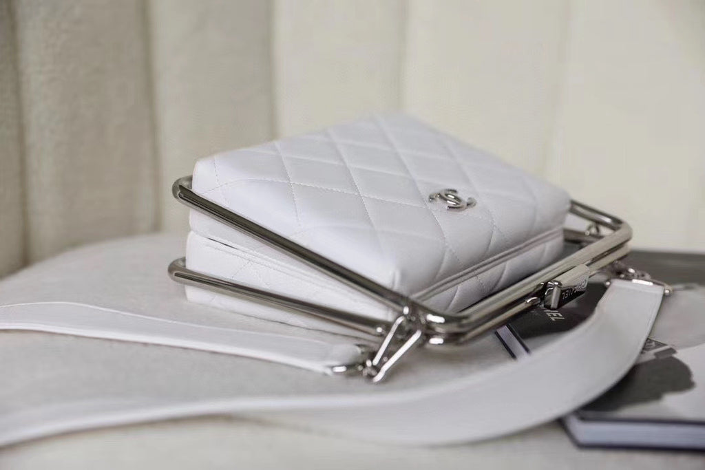 Chanel Lambskin White Clutch