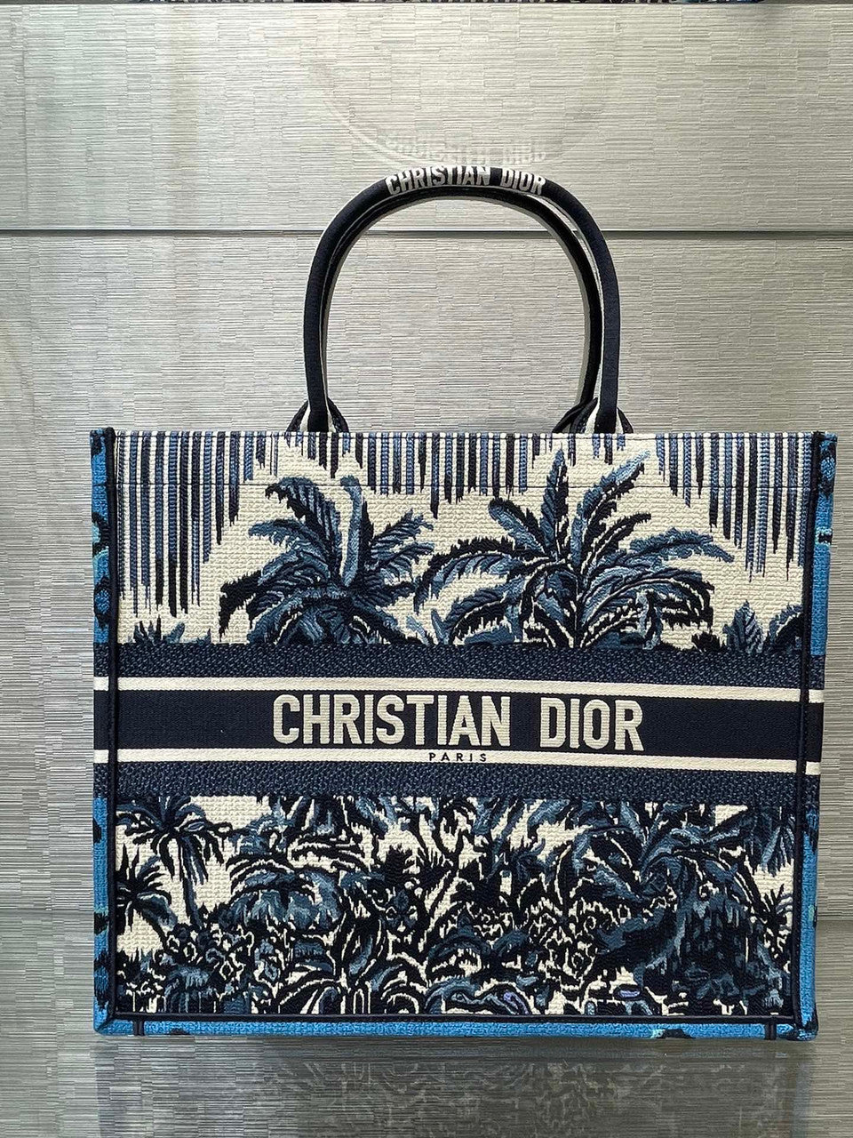 Christian Dior DIOR BOOK TOTE Blue Dior Palms Embroidery Reference: M1286ZREU_M928
