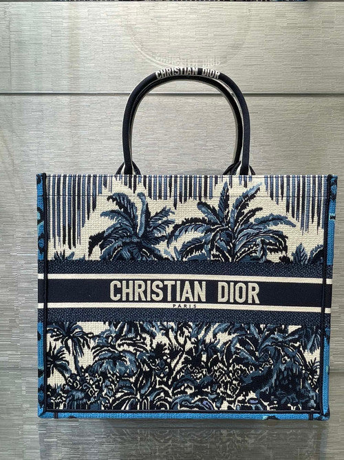 Christian Dior DIOR BOOK TOTE Blue Dior Palms Embroidery Reference: M1286ZREU_M928