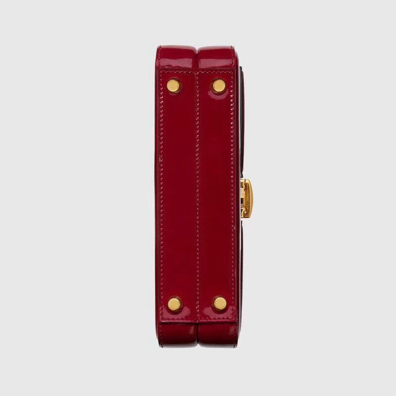 Gucci Sylvie 1969 patent leather mini top handle bag Red