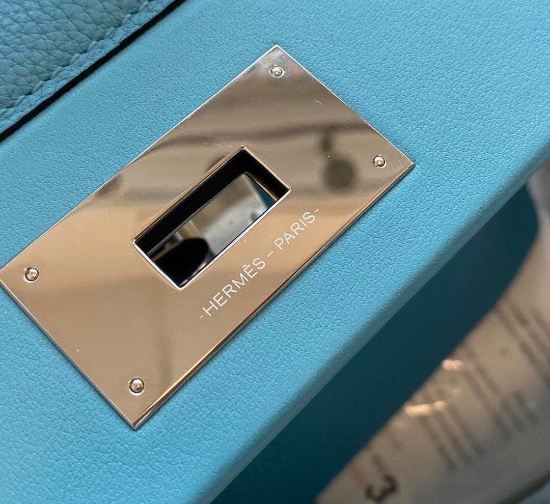 Hermes Kelly 24/24 P3 Bleu Du Nord  Swift & Togo Leather with Palladium Hardware