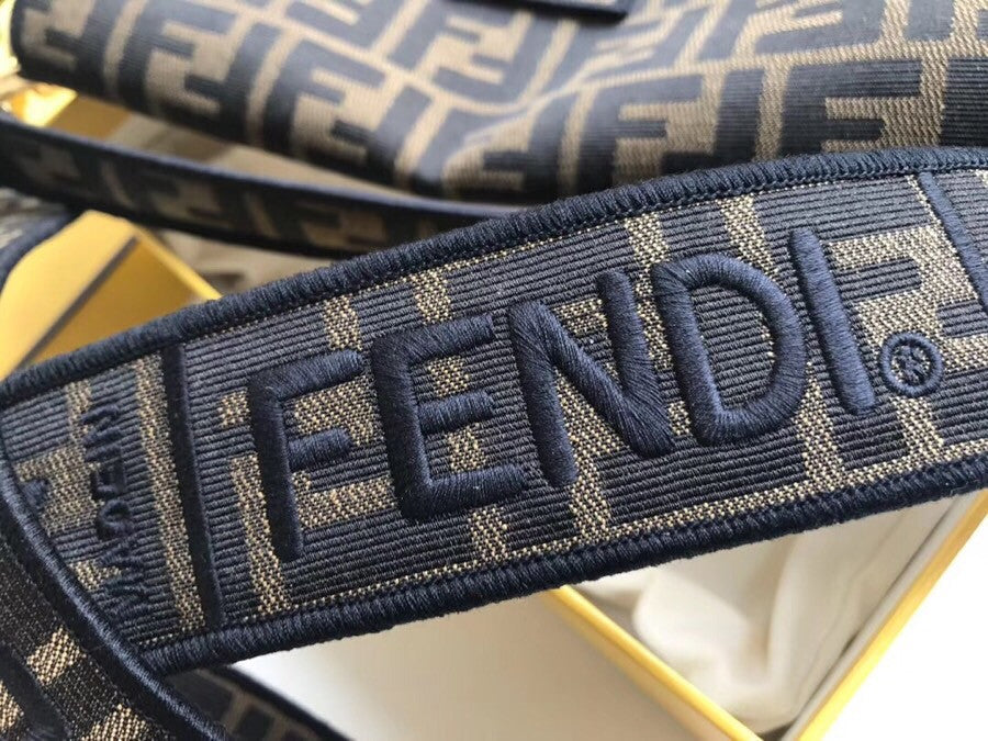 FENDI BAGUETTE LARGE Brown fabric bag