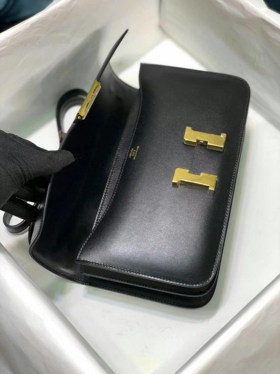 Hermes Constance 25cm Black Box Leather Shoulder Bag