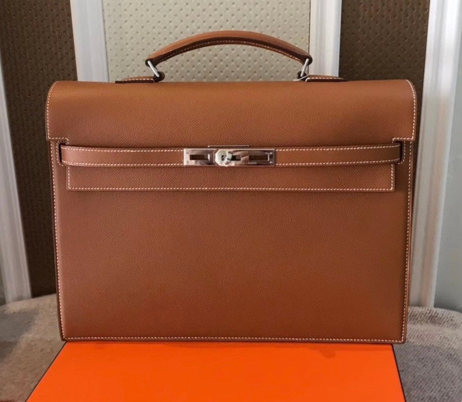 Hermes Kelly Depeche 38 Briefcase in CK37 Gold with Palladium Hardware