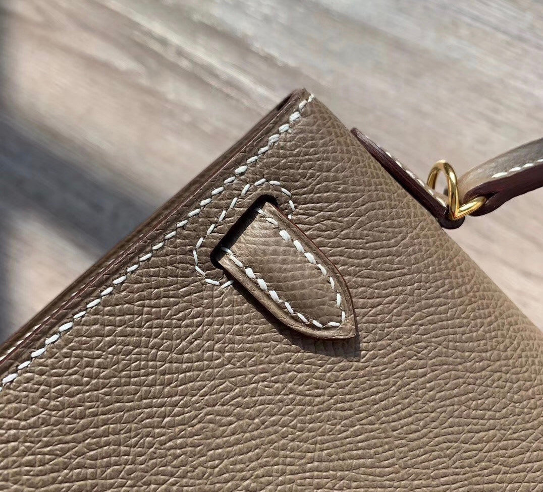 Hermes Etoupe Mini Kelly II 20 Epsom Gold Hardware