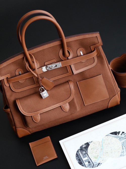 [Online Exclusive] Hermes Limited Edition Cargo Birkin 35 cm Gold Swift and canvas