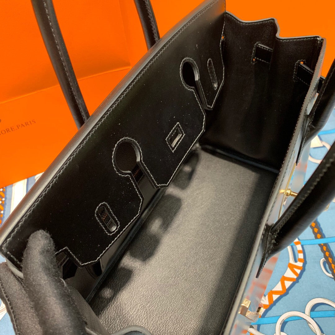 Hermes Black Sellier Birkin 30 Box Calf GHW