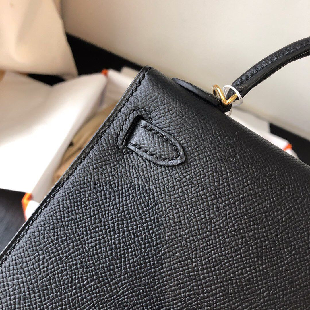 Hermès Black Kelly 20 Epsom leather Gold hardware
