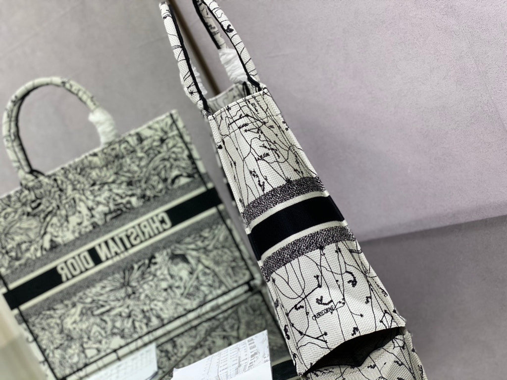 Christian Dior DIOR BOOK TOTE Latte Multicolor Dior Zodiac Embroidery
