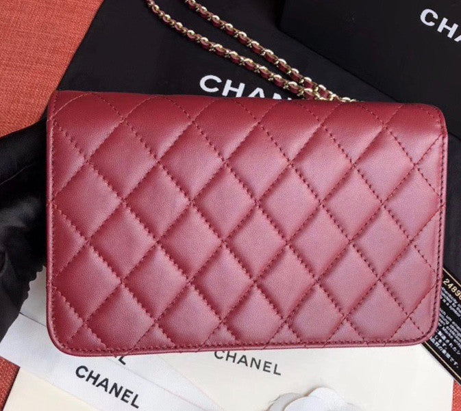 Chanel Wallet On Chain with charm Burgundy