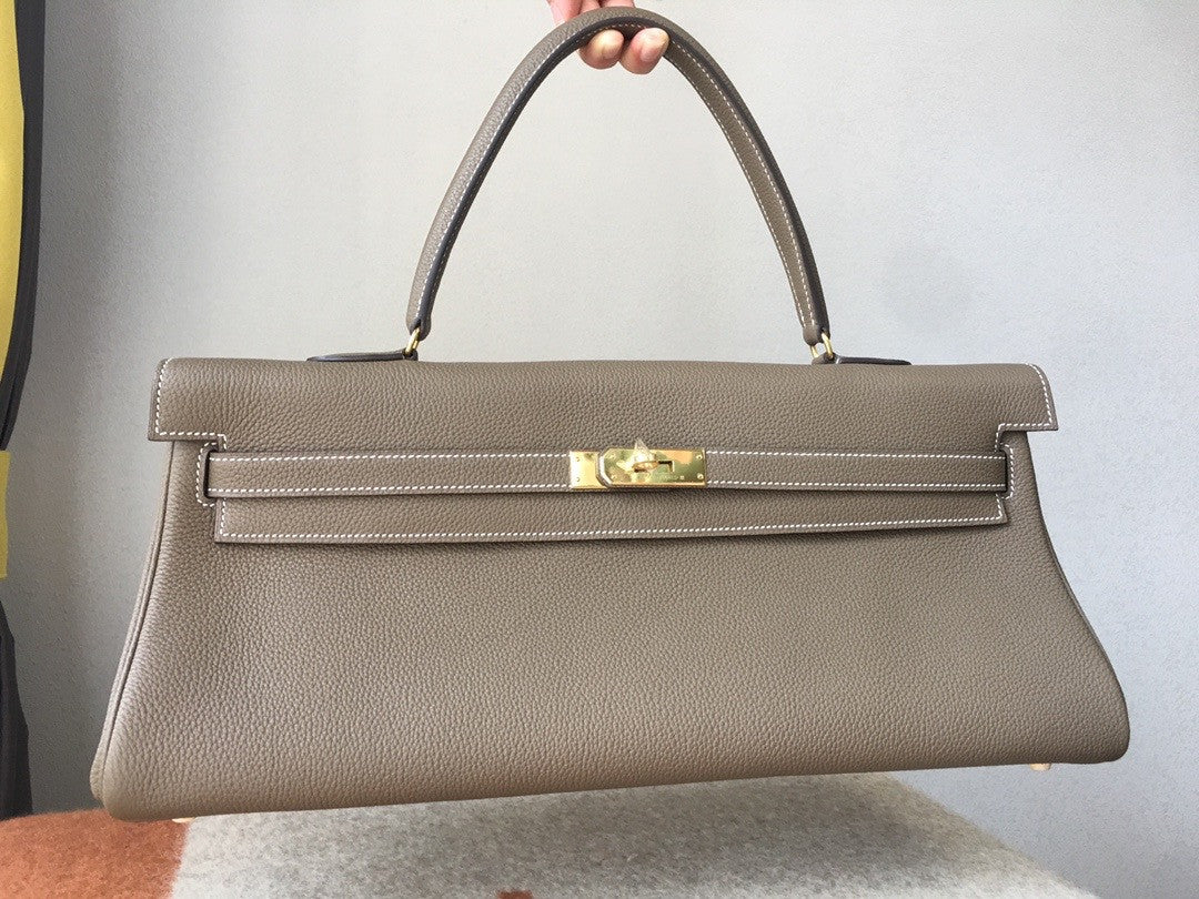 HERMÈS  Shoulder Kelly CK18 Gris tourterelle