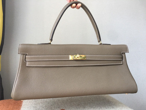 HERMÈS  Shoulder Kelly CK18 Gris tourterelle