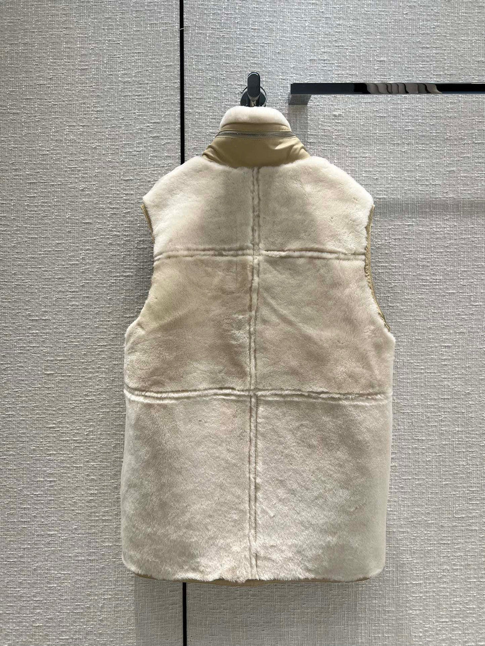 Hermès Reversible long leather vest Ivory