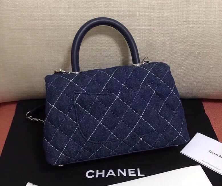 Chanel Small Denim Flap Bag With Top Handle
