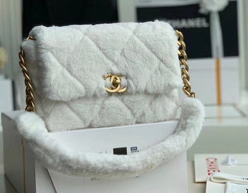 Chanel Shearling Lambskin Flap Bag White