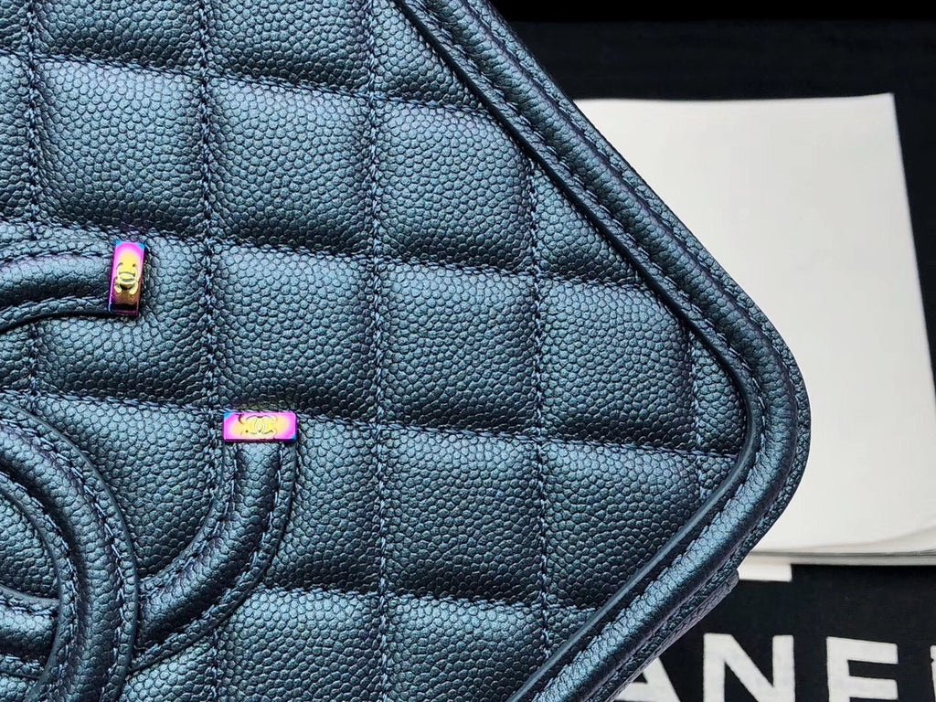 Chanel Medium Vanity Case With Iridescent Metal A93343