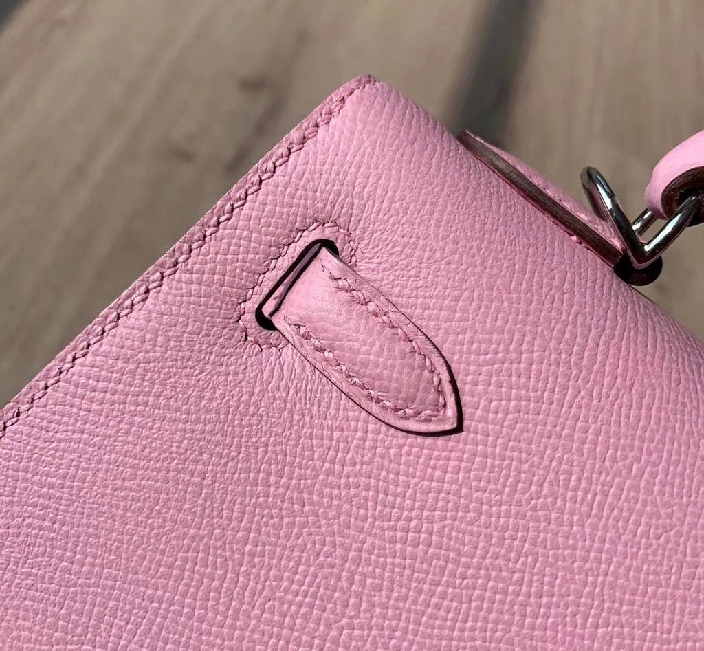Hermes Mauve Sylvestre Kelly 25 cm Epsom Palladium Hardware