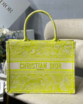 Christian Dior SMALL DIOR BOOK TOTE Lime Toile de Jouy Reverse Embroidery