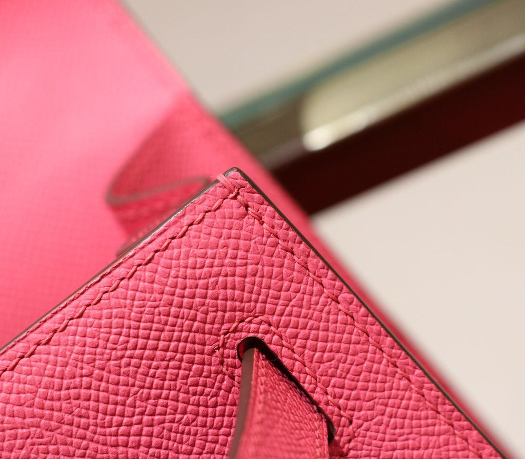 Hermès 8W Rose Azalee  Kelly 28  Epsom Palladium Hardware