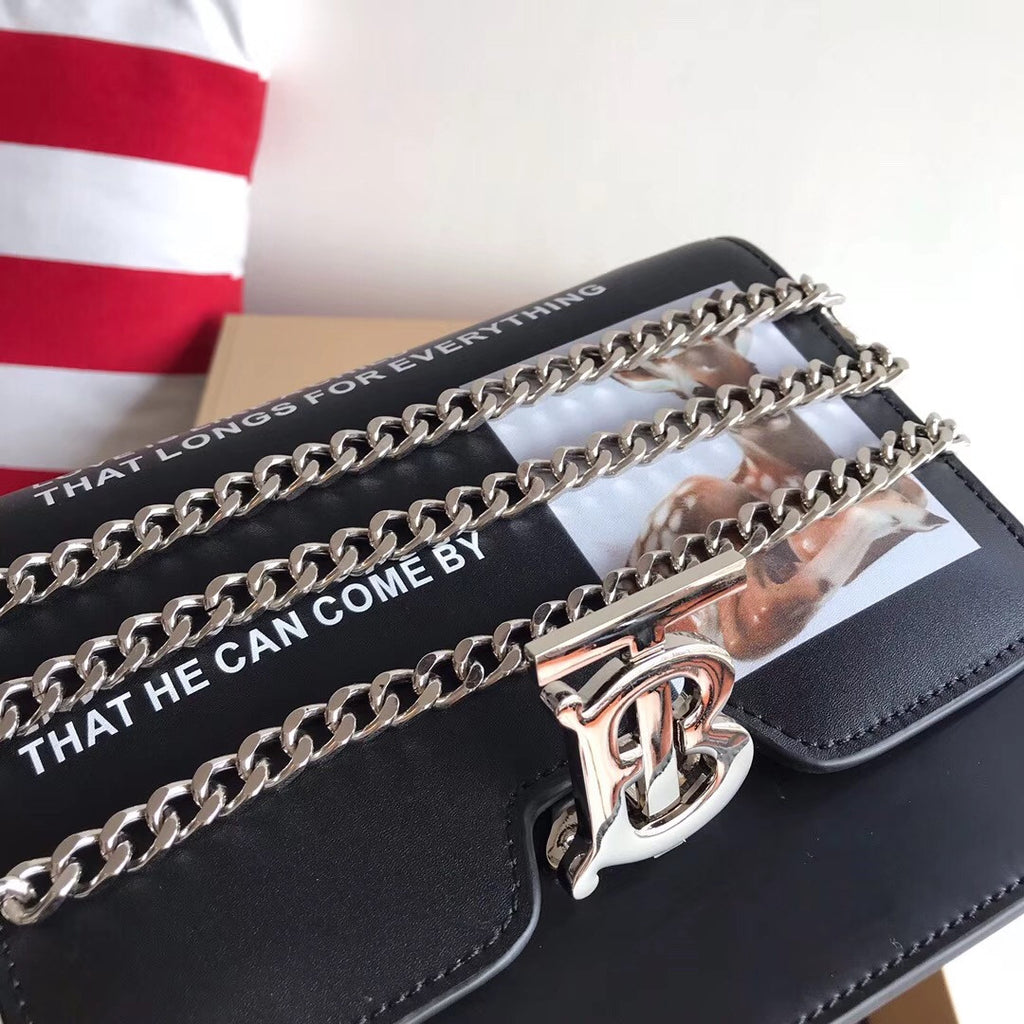 Burberry Small Montage Print Leather TB Bag (Bambi Bag)