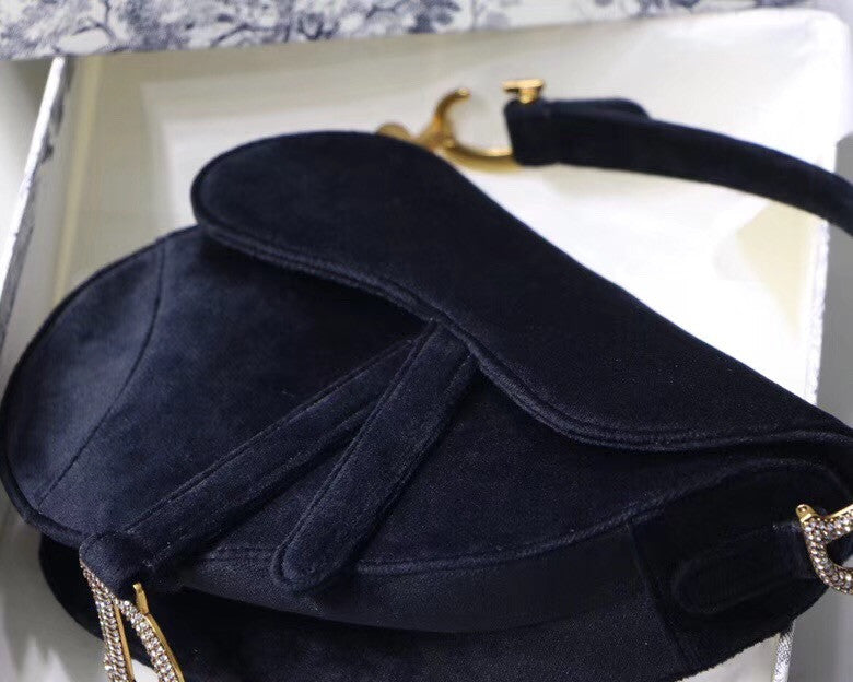 Christian Dior MINI SADDLE VELVET BAG  BLACK