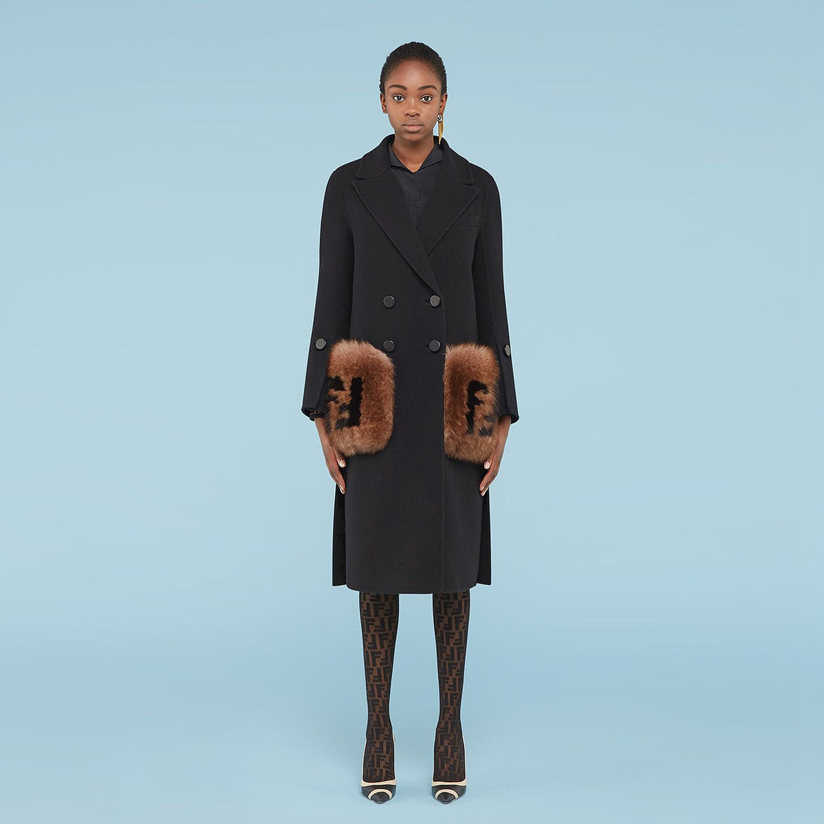 Fendi COAT Black wool coat