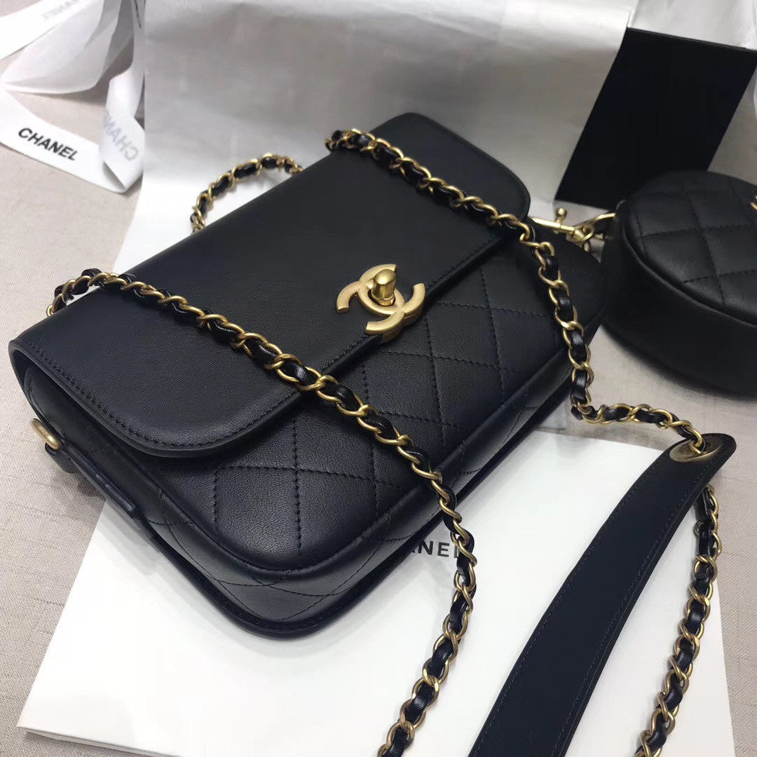 CHANEL Flap Bag & Coin Purse Black