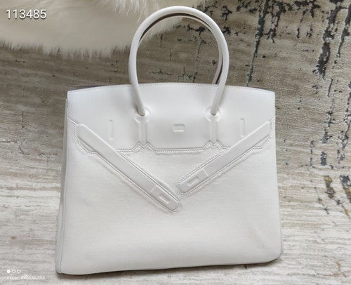 Hermes Shadow Birkin 35 White Swift Palladium Hardware