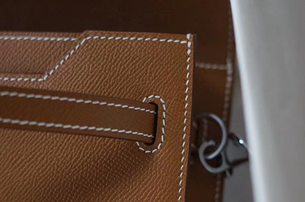 Hermes Kelly Depeches 25 Pochette Gold Epsom Palladium Hardware