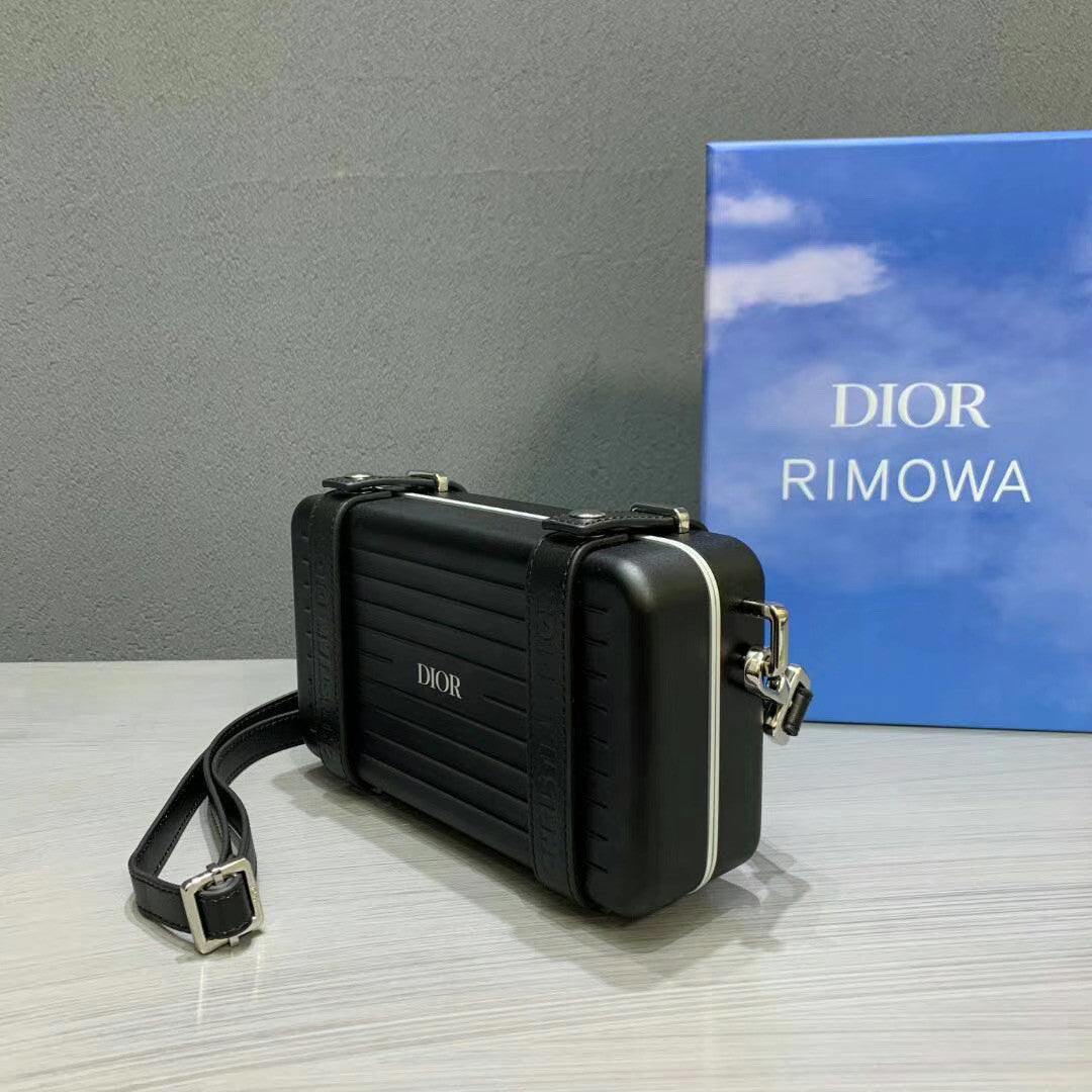 Christian Dior BLACK DIOR AND RIMOWA PERSONAL CLUTCH IN ALUMINUM AND GRAINED CALFSKIN