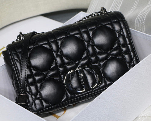 Christian Dior MEDIUM DIOR CARO BAG Black Quilted Macrocannage Calfskin