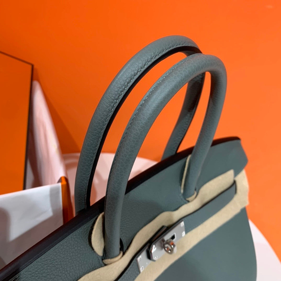 Hermes 63 Vert Amande Birkin 25cm Togo Palladium Hardware