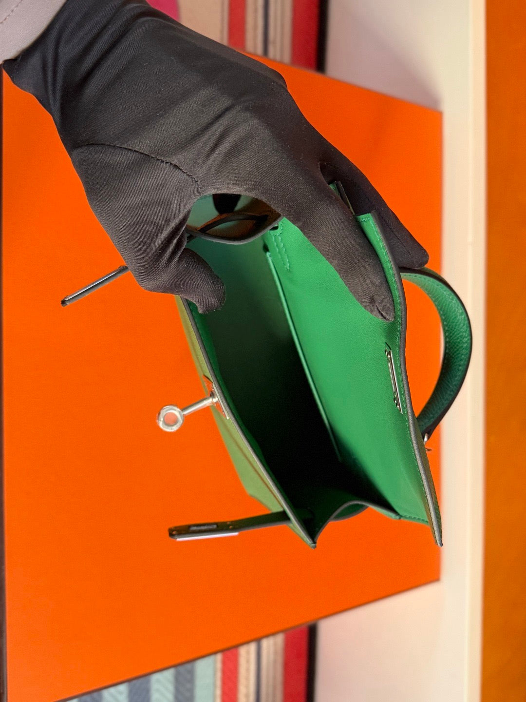 Hermès Mini Kelly II 20 – Green Epsom Leather (Palladium Hardware)