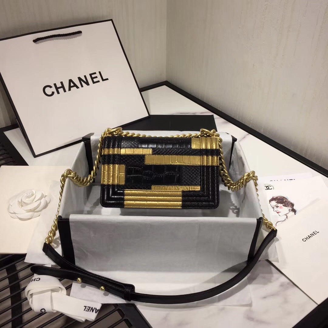 Chanel Crocodile & Python  Embossed Calfskin Small Boy Chanel handbag