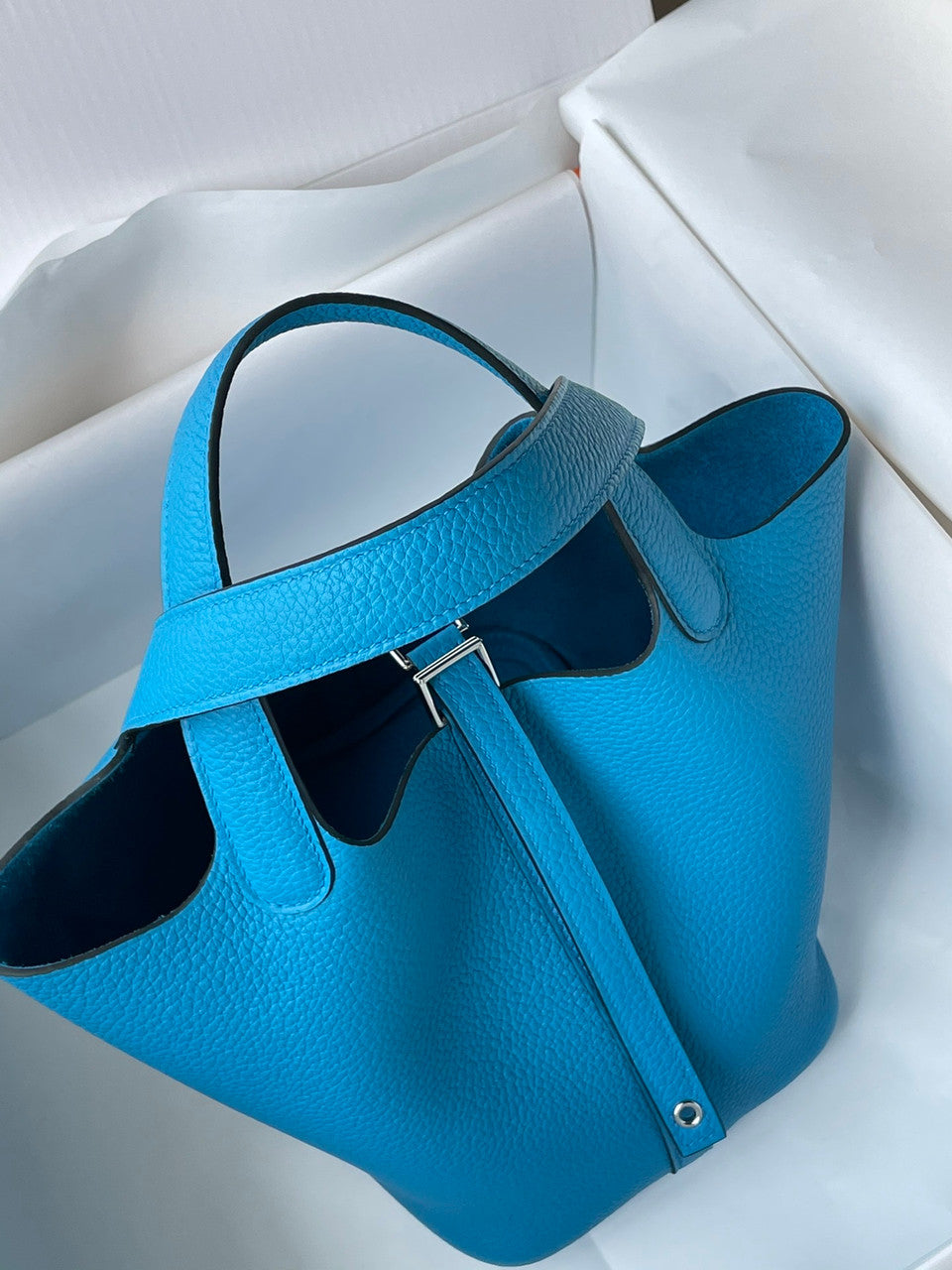 Hermes Blue Frida Picotin Lock 18 Togo Leather Bag