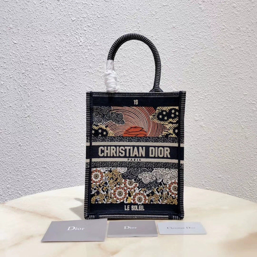 Christian Dior MULTICOLOR TAROT SOLEIL EMBROIDERED VERTICAL DIOR BOOK TOTE 19