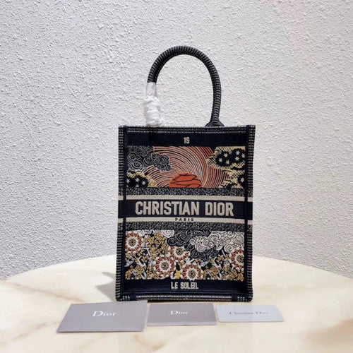 Christian Dior MULTICOLOR TAROT SOLEIL EMBROIDERED VERTICAL DIOR BOOK TOTE 19